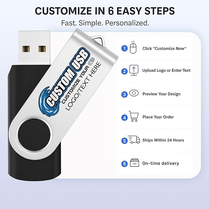 ABLAZE Custom Flash Drive 8GB 100 Pack, Personalized USB Drives Custom USB 2.0 Thumb Drives 100 Pack Memory Stick (Mixcolors)