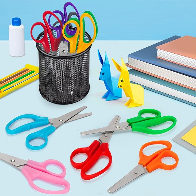 TooyBing 180 Pack Kids Scissors, 5 Inch Contemporary Style, Stainless Steel Blunt Tip Safety Scissors for School, Craft, Office, Home