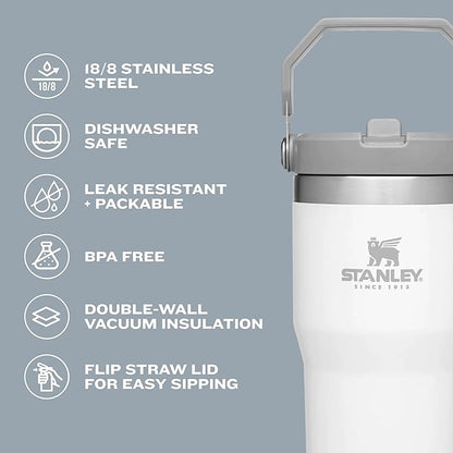 Stanley IceFlow Flip Straw Tumbler with Handle 30 oz | Twist On Lid and Flip Up Straw | Leak Resistant Water Bottle | Insulated Stainless Steel |BPA-Free | Polar