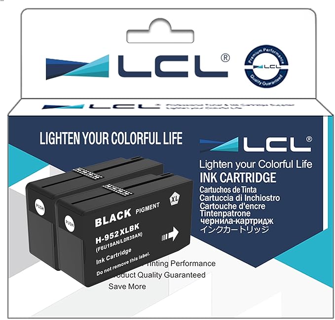LCL 952XL Ink Cartridge Replacement for HP 952 XL Ink High Yield for HP OfficeJet Pro 8710 8720 8740 7720 7740 8216 8200 8210 8218 8700 8702 8714 8715 8716 8717 8724 8725 Printer (2-Pack,Black)
