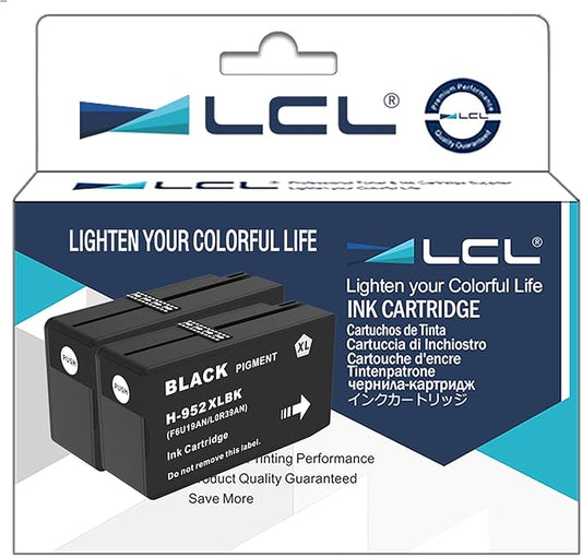 LCL 952XL Ink Cartridge Replacement for HP 952 XL Ink High Yield for HP OfficeJet Pro 8710 8720 8740 7720 7740 8216 8200 8210 8218 8700 8702 8714 8715 8716 8717 8724 8725 Printer (2-Pack,Black)