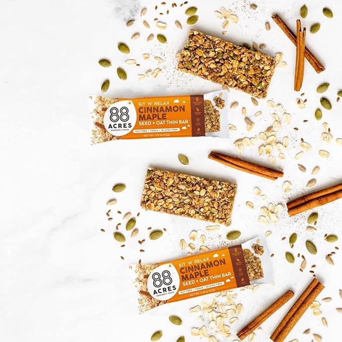 88 Acres Granola Bars | Gluten Free, Nut-Free Oat and Seed Snack Bar | Vegan & Non GMO | 12 Pack (Cinnamon Maple)