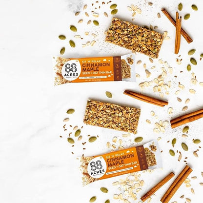 88 Acres Granola Bars | Gluten Free, Nut-Free Oat and Seed Snack Bar | Vegan & Non GMO | 6 Pack (Cinnamon Maple)