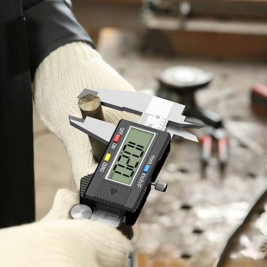 HDLNKAK Precision Digital Caliper 6 inch/150 cm - Accurate 0.01" Measurement Tool for Micrometers and Digital Calipers(White Stainless Steel Caliper)