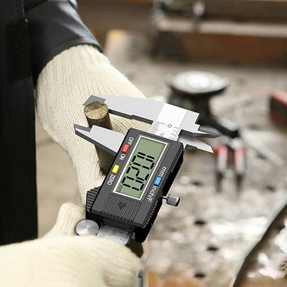 HDLNKAK Precision Digital Caliper 6 inch/150 cm - Accurate 0.01" Measurement Tool for Micrometers and Digital Calipers(White Stainless Steel Caliper)