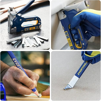 4-in-1 Heavy Duty Staple Gun Kit with 6,000 Staples, Adjustable Power and Jam-Free Design, Includes Staple Remover and Gloves for Upholstery, Furniture, Carpentry, Decoration and DIY