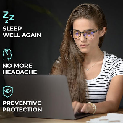 Prospek Bluelight Glasses Women Oversized, ARTIST (+2.25 Diopters) - High Optical Quality Clear Lenses