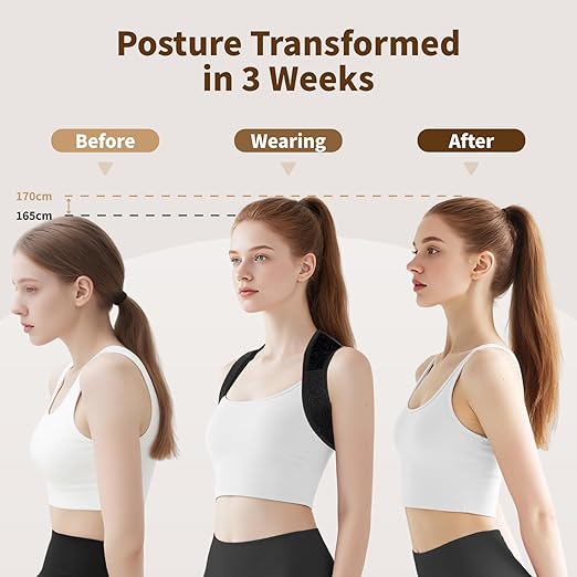 Posture Corrector for Women & Men – Adjustable Upper Back Brace for Posture Support, Breathable Back Straightener & Shoulder Brace for Neck, Spine, and Clavicle Pain Relief