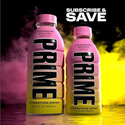 PRIME HYDRATION Variety - ICE POP, Strawberry Banana, Lemonade, Sports Drinks, Electrolyte Enhanced for Ultimate Hydration, 250mg BCAAs, B Vitamins, Antioxidants, Low Sugar, 12 Fl Oz, 15 Pack