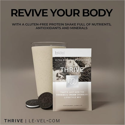 Thrive Protein Shake | 16 Packets (35g Each) | Gluten-Free, Pea Protein Blend, Probiotics, Fiber & Digestive Enzymes | Supports Lean Muscle (16 Packets (Single Servings), Cookies & Cream)