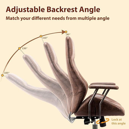 Ergonomic Executive Office Chair with Lumbar Support, Adjustable Height Home Office Desk Chair with Armrests, High Back Padded Headrest Office Chair, Rolling Swivel Computer Gaming Chair,Dark Brown