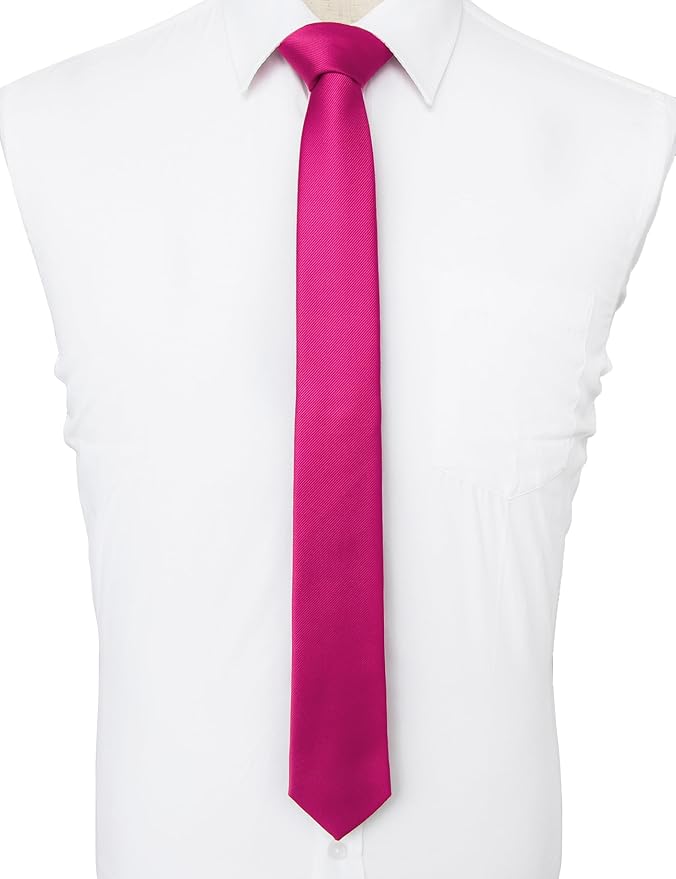 JEMYGINS 2.4" Solid Color Skinny Tie Slim Necktie for Men