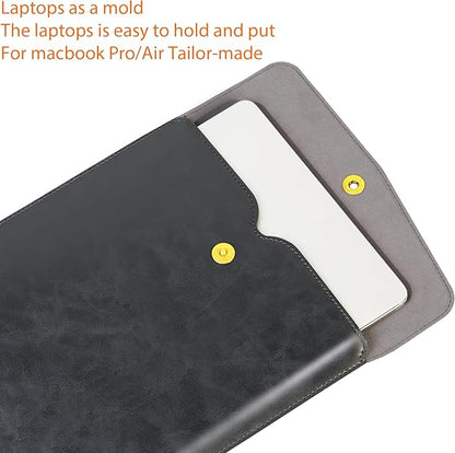 Genuine Leather Laptop Sleeve Compatible with 13 Inch MacBook Air M4 M3 M2 M1＆MacBook Pro M2 2022 M1 2020-2016,Laptop Cover for 13-13.3 Inch Notebook,Black
