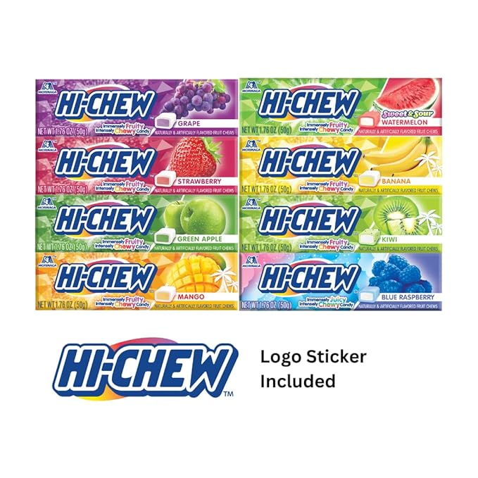 HI-CHEW Variety Sticks, 8-Pack, Soft & Chewy Candy, 1.76oz Each, Bulk Candy Individually Wrapped - Made with Immensely Juicy Fruity Flavors