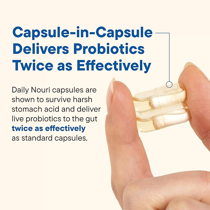 Daily Nouri Weight Support Probiotic for Women & Men | Supports Healthy Weight Management, Metabolism, Digestion & Gut Health | 3 Clinically Studied Strains + Vegan Omega Oil | 30-Day Supply