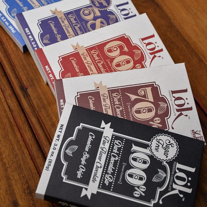 Lök Foods Organic Dark Chocolate Bar - 100% Cacao, Healthy Dark Chocolate, Sugar-Free, Vegan, Gluten-Free, 85g - No Sugar for Diabetics, Celiacs, Keto & Paleo Friendly Snack | 3.0 Oz 12 Pack