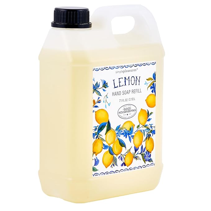 SIMPLE PLEASURES Lemon & Blue Bells Hand Soap Refill Jug – 71 oz Liquid Hand Wash Refill, Fresh Citrus & Floral Scent, Gentle and Moisturizing Formula