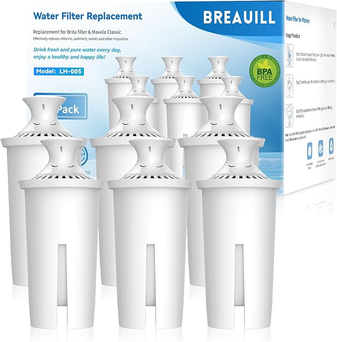 Filter Replacement Fit for Brita® Water Filter & Pitchers, NSF Certified Water Filter Replacement Compatible With Brita® Classic, OB03, Mavea® 107007 35557 (6, 6pcs-classic style)