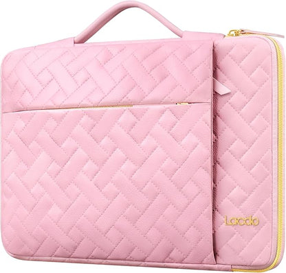 Lacdo 360° Protective 16 Inch Laptop Sleeve Case for 16 Inch HP Lenovo ASUS Acer Dell Laptop/HP Pavilion Envy/Lenovo ThinkPad IdeaPad/Acer Swift/ASUS Vivobook/Dell Computer Bag, Sakura Pink