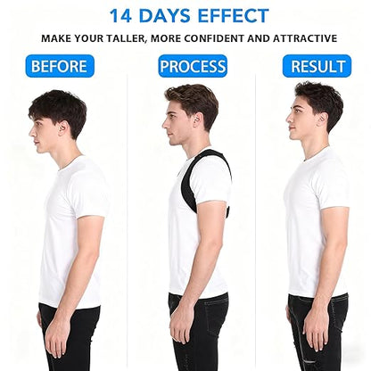 Posture Corrector for Women Men, Copper Upper Back Brace, Back Straightener Support Correcting Hunchback and Bad Posture, Back Pain Relief for Neck, Shoulder, Clavicle, Black, L/XL
