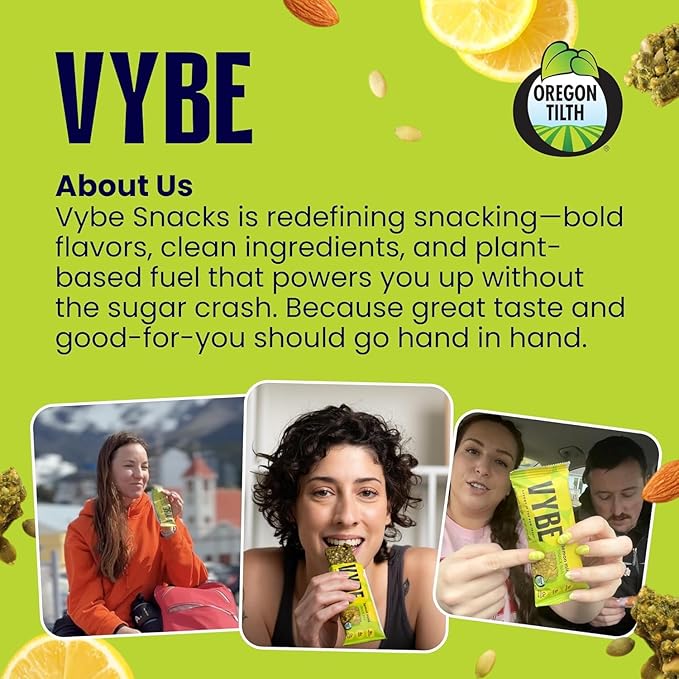 Vybe Snacks Savory Snack Bars – Ginger Garlic & Lemon Mint (2 of each) Crunchy & Delicious | Zero-Added Sugar, Gluten-Free, Plant-Based Goodness, Keto-Friendly, No Artificial Ingredients (Pack of 4, Variety Pack)