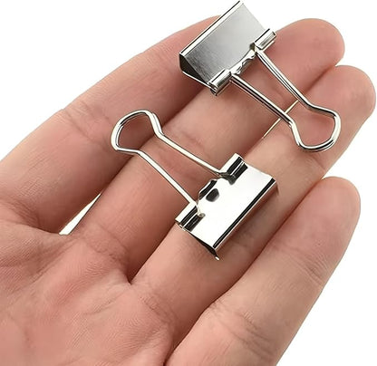 100 Pack Mini Silver Binder Clips 5/8 Inch (15 mm), Colored Little Paper Clamps, Small Tiny Micro Size Paper Clips for Office Home School Business 0.6"