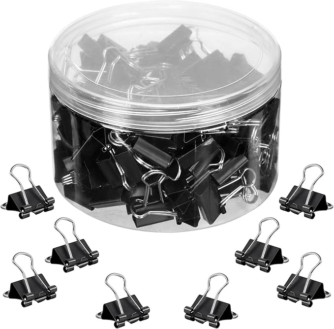 JANYUN Mini Binder Clips, 150Pcs15 mm /0.6 Inch Small Paper Clamps Metal Clips for Office School Home Supplies (Black)