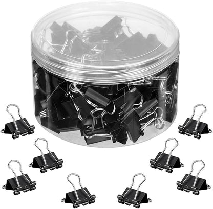 JANYUN Mini Binder Clips, 150Pcs15 mm /0.6 Inch Small Paper Clamps Metal Clips for Office School Home Supplies (Black)