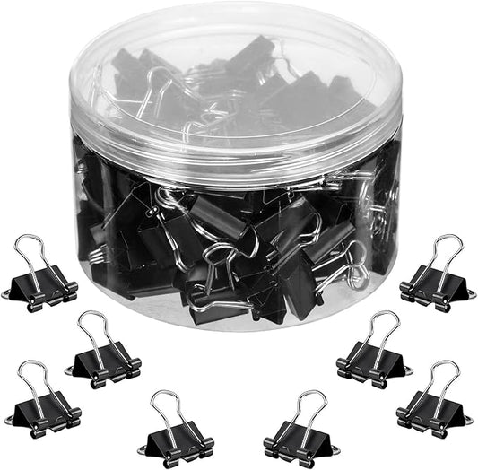 JANYUN Mini Binder Clips, 150Pcs15 mm /0.6 Inch Small Paper Clamps Metal Clips for Office School Home Supplies (Black)
