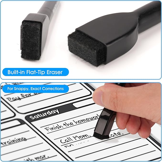maxtek Magnetic Black Dry Erase Markers, 60 Count Fine Tip Whiteboard Markers with Eraser, Low Odor for Classroom, Office, Home