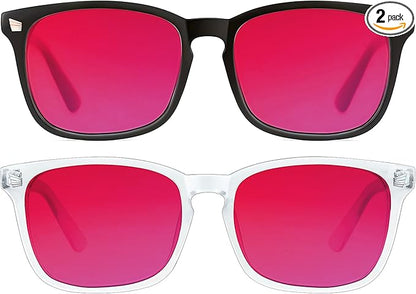 2 pack 99% Blue Light Blocking Glasses, Red Lens Computer Gaming Glasses for Men Women Anti Fatigue & Eye Strain