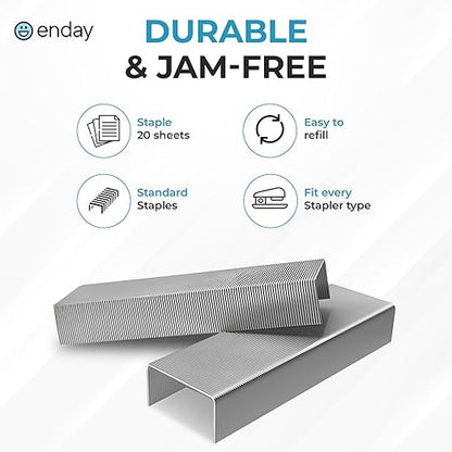 50,000 Standard Staples - 1/4 Inch Length, 210 per Strip, Jam-Free Chisel Point, Staples for Stapler, Replacement, Fits Standard Staplers, 10 Boxes of 5,000 Each, by enday