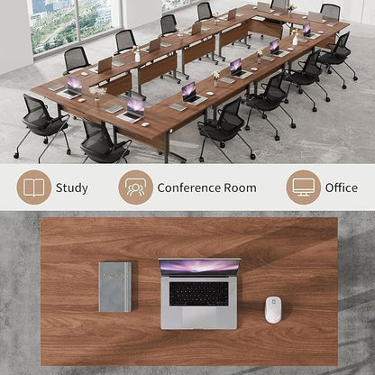 Folding Conferences Room Table,Conference Table,Flip Top Mobile Training Tables Modern Conference Room Table with Iron Baffle Silent Wheels for Office Meeting Conference Room (4PCS, 47in)