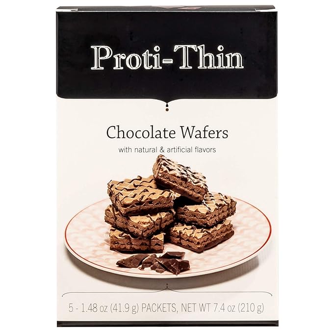Proti-Thin High Protein Chocolate Wafer Squares, 15g Protein, Low Calorie, Low Sugar, Aspartame Free, Diet Wafer Bars, Healthy Snack, 2 Wafers per Serving, 5 Count Box (Pack of 2)