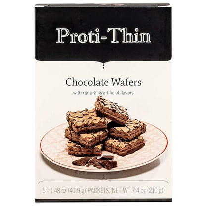 Proti-Thin High Protein Chocolate Wafer Squares, 15g Protein, Low Calorie, Low Sugar, Aspartame Free, Diet Wafer Bars, Healthy Snack, 2 Wafers per Serving, 5 Count Box (Pack of 2)