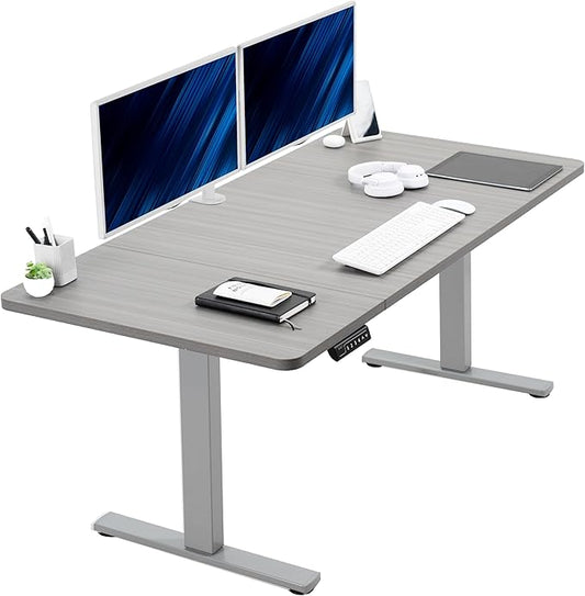 VIVO Electric 60 x 30 in Standing Desk, Memory Height Adjustment, 1B Series, Dark Gray Top Gray Frame, DESK-KIT-1G6G-30