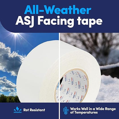 ECHOtape FS-J7754 | All Weather ASJ Poly Insulation Facing Tape | Insulation Seaming, Sealing, Repair Tape | High Performance Adhesive | |White ASJ Poly Tape | Contractors Tape | 2.83 in x 50 yds