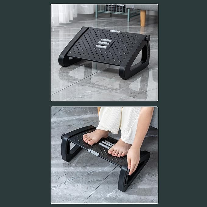 Under Desk Foot Stool Adjustable Height Ergonomic Desk Foot Rest with Anti Slip Design for Home Office Study Room Plastic Material
