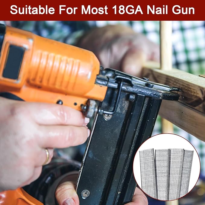 18 Gauge Brad Nails, 1000 Counts 5/8-inch 18 GA Brad Nails, Galvanized Nails for Nail Gun, Finishing Nail Gun Nails for Pneumatic, Electric Brad Nailer Gun