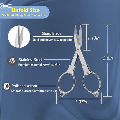 firiKer Home Office Travel Folding Scissors, Stainless Steel Telescopic Cutter, Christmas Stocking Stuffers for Men & Women, Christmas Gifts Stocking Stuffer Ideas, Trip Scissors for Xmas gift