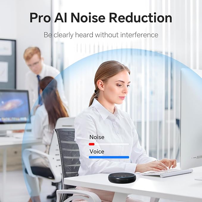 N newline Bluetooth Speakerphone with 360° & 5 Meters (16 Feet) Voice Pickup for Work & Leisure, Pro AI Noise Reduction, High-Efficiency Full-Range Speaker, 12 Hours Battery Life