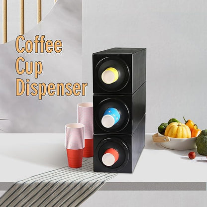 CMI Commercial Cup Holder,Beverage Dispenser,Cup Dispenser Countertop Cup Organizer,Coffee Cup Dispenser Organizer,Paper Cup Holder,Stackable Countertop Design, Black Color-Pack of 1（ Individual ）