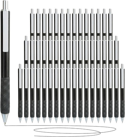 Black Gel Pens, 50 Pack Black Pens Bulk 0.5mm Black ink Fine Tip Pen, Smooth Writing, Click Gel Ink Roller Ball Pen for Office, nurses, families, and school diaries
