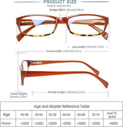 Henotin 5-Pack Reading Glasses Blue Light Blocking Anti Eyestrain Computer Reading Glasses for Women and Men Readers (Mix Color-C2, 0.00, Diopters)