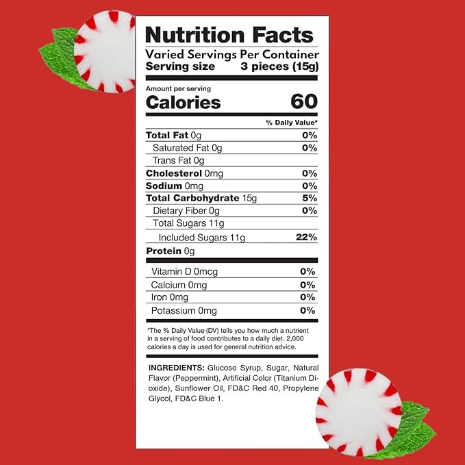 Holiday American Old Fashioned Peppermint Starlights Mints Hard Candy Discs Individually Wrapped Bulk 6 Lb's 450+ pcs (96-Oz)