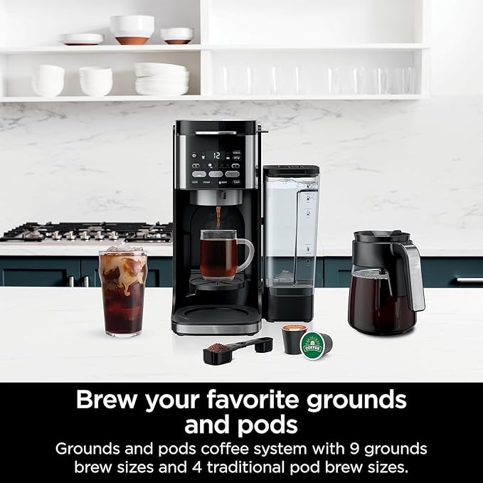 Ninjja | Drip Coffee Maker | Dual-Brew Pro Hot & Iced Coffee Machine | Use with KCup Coffee Pods | 3 Brew Styles (Classic, Rich, & Iced) | 60oz Removable Reservoir & Dishwasher Safe | Black | CFP101
