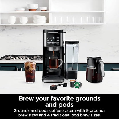 Ninjja | Drip Coffee Maker | Dual-Brew Pro Hot & Iced Coffee Machine | Use with KCup Coffee Pods | 3 Brew Styles (Classic, Rich, & Iced) | 60oz Removable Reservoir & Dishwasher Safe | Black | CFP101
