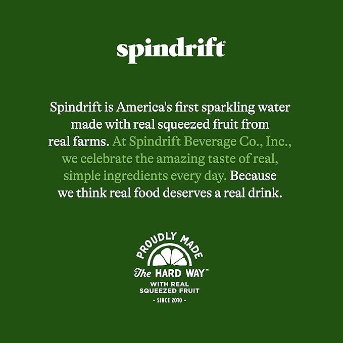Spindrift Sparkling Water, Tropical Lemonade Flavored, Made with Real Squeezed Fruit, 12 Fl OZ Cans, Pack of 24 (Only 13 Calories per Can)