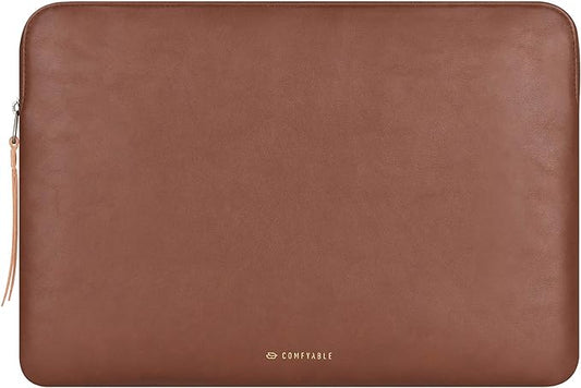 Comfyable Slim Protective Laptop Sleeve Compatible with 13/13.3/14 Inch MacBook Air & MacBook Pro, Mac Travel Case, Laptop Pouch, Slim PU Leather Cover M4/M3/M2/M1 2025-2021, Brown