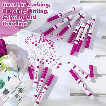 Janlaugh 36 Pcs Rose Pink Washable Markers Bulk Coloring Broad Line Markers for Kids Rose Pink Conical Tip Drawing Pen for School Travel Art Baby Shower Gender Reveal Party Supplies, Ages 6+